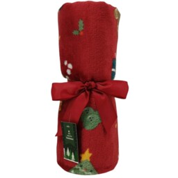 Fleece Red Christmas Friends Throw 150 x 120cm