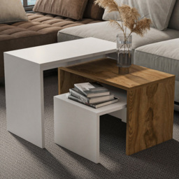Decorotika Andro White Oud Nest of Tables Set of 3