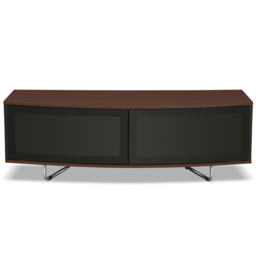 Centurion Supports Caru 2 Door Gloss Black and Walnut Beam-Thru Remote Friendly D Shape TV Unit - thumbnail 2