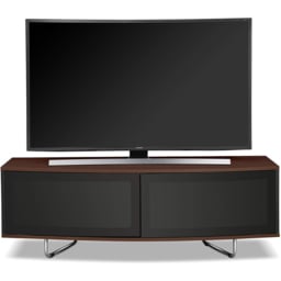 Centurion Supports Caru 2 Door Gloss Black and Walnut Beam-Thru Remote Friendly D Shape TV Unit - thumbnail 4