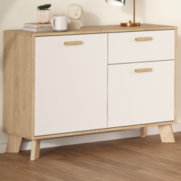 Furniture To Go 2 Door Single Drawer White and Brown Sideboard - thumbnail 1