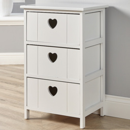Home Source Love White 3 Drawer Chest Storage Unit