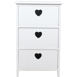 Home Source Love White 3 Drawer Chest Storage Unit - thumbnail 2