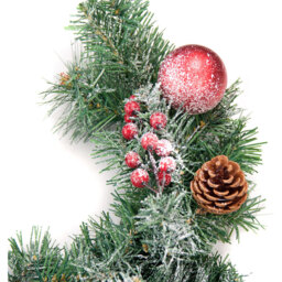 Best Artificial Red Frosted Christmas Garland with Berries and Baubles 270cm - thumbnail 2