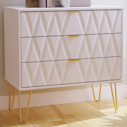 Crowndale Diamond 3 Drawer Matt White Chest of Drawers