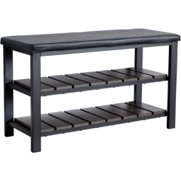 Home Source Spalding Black Metal PU Shoe Bench - thumbnail 2