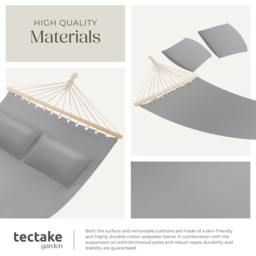 tectake Eden 2 Seater Light Grey Hammock with Support Bars - thumbnail 4