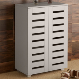 Home Source Oslo 2 Door Grey Shoe Storage Cabinet Unit