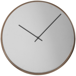 Premier Housewares Bailie Mirror Face Rose Gold Round Wall Clock 40cm - thumbnail 1