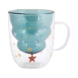 Christmas Tree Double Wall Green Glass Mug - thumbnail 2