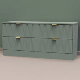 Crowndale Las Vegas 4 Drawer Reed Green Chest of Drawers Ready Assembled