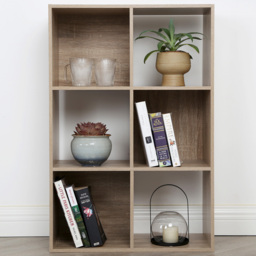 Jane 6 Shelf Oak Cube Storage Unit - thumbnail 1