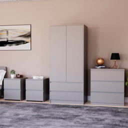 Vida Designs Denver 4 Piece Grey Bedroom Furniture Set