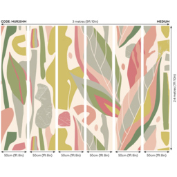 Origin Murals Abstract Leaf Shapes Pink Wall Mural - thumbnail 3