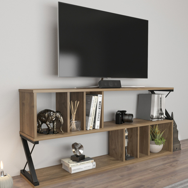 Decorotika Termas Walnut and Black 2 Tier TV Unit - image 1