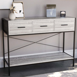 VIDA DESIGNS Brooklyn Grey 3-Drawer Industrial Console Table with Shelf