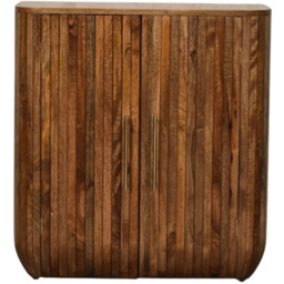 Artisan Furniture Golden Teak 2 Door Fluted Curved Mango Wood Cabinet - thumbnail 2