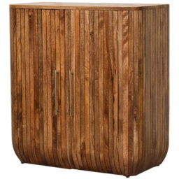 Artisan Furniture Golden Teak 2 Door Fluted Curved Mango Wood Cabinet - thumbnail 3