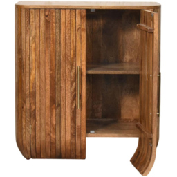 Artisan Furniture Golden Teak 2 Door Fluted Curved Mango Wood Cabinet - thumbnail 4