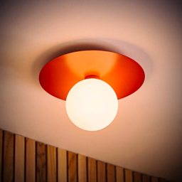 ValueLights Darla Rust Frosted Globe Bathroom Flush Ceiling Light Fitting and Bulb - thumbnail 2