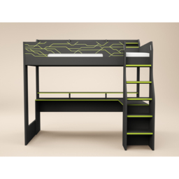 Recoil Ultimate Vivid Charcoal and Green Single High Sleeper with Desk - thumbnail 3