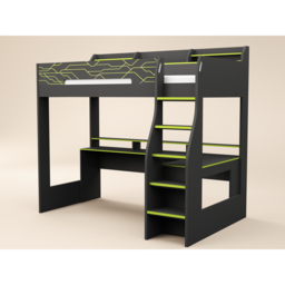 Recoil Ultimate Vivid Charcoal and Green Single High Sleeper with Desk - thumbnail 2