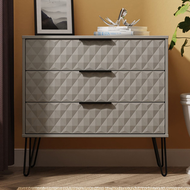 Crowndale Harlequin 3 Drawer Dusk Grey Chest of Drawers Ready Assembled - image 1