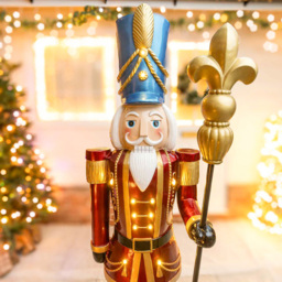 The Christmas Centre Traditional Red Green and Gold LED Light Nutcracker Soldier 5ft - thumbnail 3