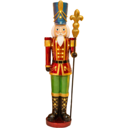 The Christmas Centre Traditional Red Green and Gold LED Light Nutcracker Soldier 5ft
