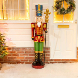 The Christmas Centre Traditional Red Green and Gold LED Light Nutcracker Soldier 5ft - thumbnail 2