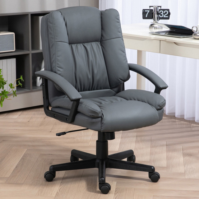 Portland Grey Faux Leather Swivel Office Chair - image 1