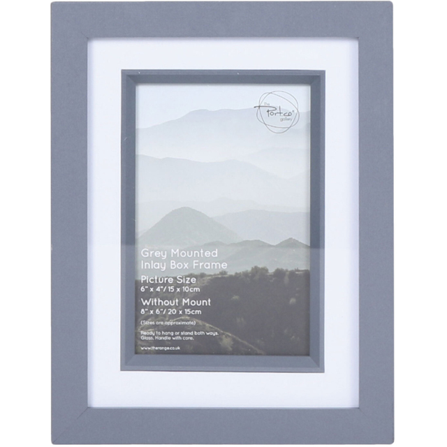 The Port. Co Gallery Inlay Grey Mounted Box Photo Frame 6 x 4 inch