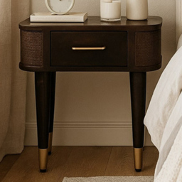 Artisan Furniture Belmont Velvet Mocha Single Drawer Mango Wood Bedside Table