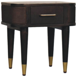 Artisan Furniture Belmont Velvet Mocha Single Drawer Mango Wood Bedside Table - thumbnail 3