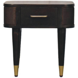 Artisan Furniture Belmont Velvet Mocha Single Drawer Mango Wood Bedside Table - thumbnail 2