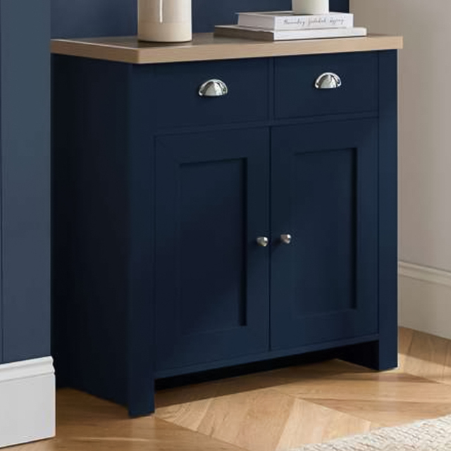 Highgate 2 Door 2 Drawer Navy and Oak Sideboard - image 1