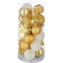 tectake White and Gold Bauble 24 Pack