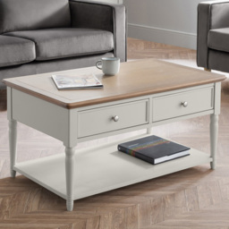 Julian Bowen Provence Grey and Limed Oak 2 Drawer Coffee Table