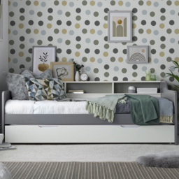 Tyler Single Grey and White Guest Bed and Trundle - thumbnail 1