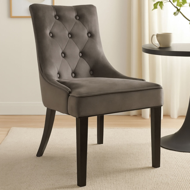 Premier Housewares Daxton Storm Grey Velvet Dining Chair - image 1