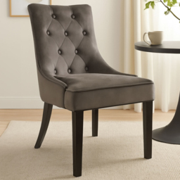 Premier Housewares Daxton Storm Grey Velvet Dining Chair - thumbnail 1