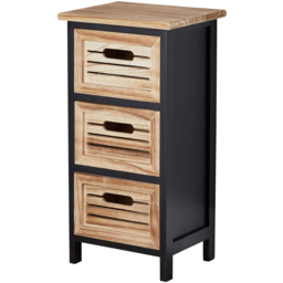 Home Source Mostyn 3 Drawer Black and Oak Chest of Drawers - thumbnail 2
