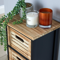 Home Source Mostyn 3 Drawer Black and Oak Chest of Drawers - thumbnail 3