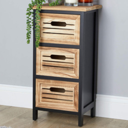 Home Source Mostyn 3 Drawer Black and Oak Chest of Drawers - thumbnail 1