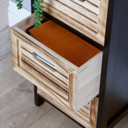 Home Source Mostyn 3 Drawer Black and Oak Chest of Drawers - thumbnail 4