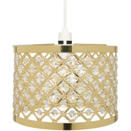 Kliving Horsham Gold Shiny Metal and Acrylic Beads Easy Fit Pendant Shade