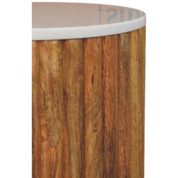 Artisan Furniture Fluted Marble Top Mango Wood Side Table - thumbnail 4