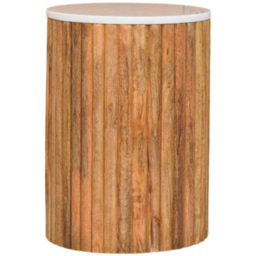 Artisan Furniture Fluted Marble Top Mango Wood Side Table - thumbnail 2