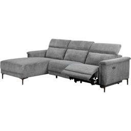 Loft24 Lund 3 Seater Grey Corduroy Electric Recliner Sofa with Chaise - thumbnail 4