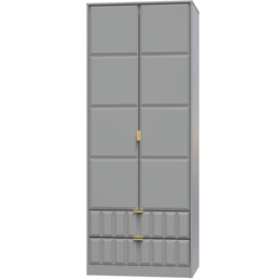 Crowndale Cube 2 Door 2 Drawer Dusk Grey Wardrobe Ready Assembled - thumbnail 2